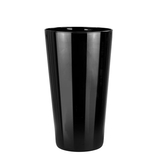 TREND FOR HOME Blumenvase H: 25 cm Deko Schwarz Vase Schwarz Glasvase Konisch Vase Groß Deko Vase Große Vase Zylindrisch Glasvasen Rund | Ø 14 cm | Alyssa Piano Black