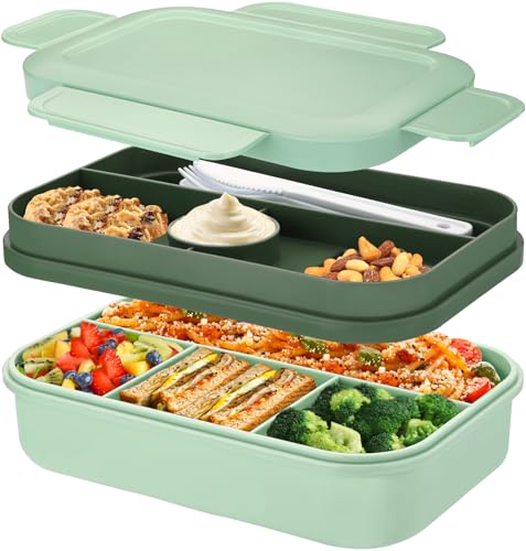 Lunchbox für Erwachsene,2000ml Brotdose mit Fächern,Bento Boxen Lunch Box Kinder mit Besteck,Vesperbox,Brotzeitbox Brotbox,Auslaufsicher Essensbox Jausenbox Unterteilung,Frühstücksbox Vesperdose