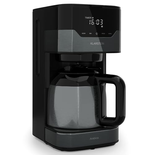 Klarstein Kaffeemaschine mit Thermoskanne und Timer, 1,2L Filtermaschine Klein, Moderne Kaffeemaschine für 12 Tassen, 800W Filterkaffeemaschine für Gemahlenen Kaffee, Kleine Filter-Kaffeemaschinen