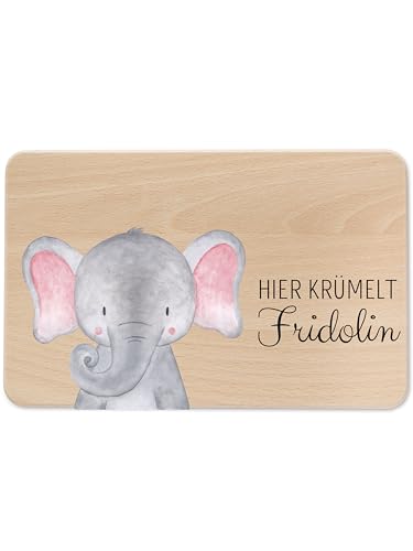 wunderwunsch - Individuelles Holzbrett mit Hochwertigem UV-Druck für Kinder - Personalisiertes Frühstücksbrettchen - Niedliche Motiv-Brettchen mit Namen