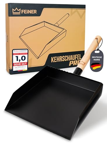 FEINER® | Kehrschaufel PRO® TM - 3160 | Robustes Kehrblech | Metall | Schwarz Pulverbeschichtet | Schaufel | Haus – Hof – Garten | Handwerk – Baustelle | Industrie- Handel.