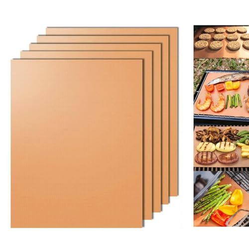 Dailyart backpapier wiederverwendbar, 5er Set dauerbackfolie für backofen Wiederverwendbar und leicht zu reinigen, 100% Antihaftbeschichtung grillmatte für gasgrill, grill zubehör für Fisch, Gemüse