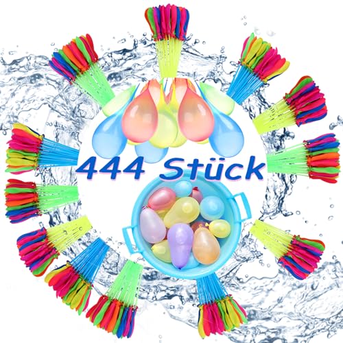 444 Stück Wasserbomben Selbstschließend Luftballons Schnellfüller und Selbst Verschließend Ohne Knoten Bunt Gemischt Wasserballons für Sommer Party Ballon