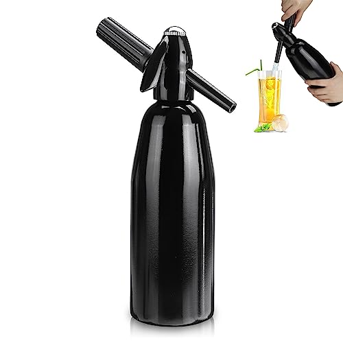 Soda Wassersprudler,1L Soda Maker,Soda-Siphon-Flasche mit Druckregler,Aluminium-Sprudelwasserbereiter für Hausgemachte Säfte,Mojitos,Cocktails,Getränke