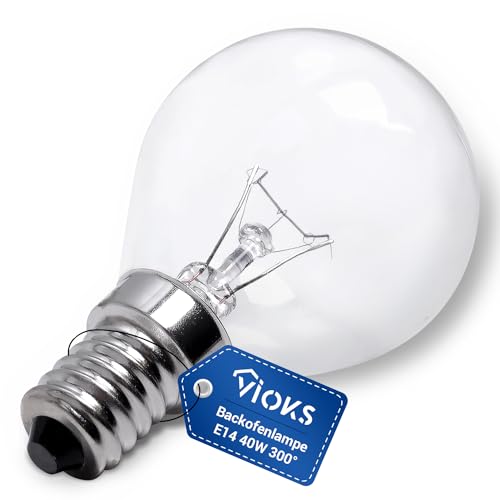 VIOKS Backofenlampe 40W 300 Grad E14 230V 45mmØ 77mm - E14 Glühbirne für Neff Bosch Backofen Kühlschrank Mikrowelle Dunstabzugshaube - Glühlampen E14 & Leuchtmittel für Backöfen & Herde, p-1-53583-BH