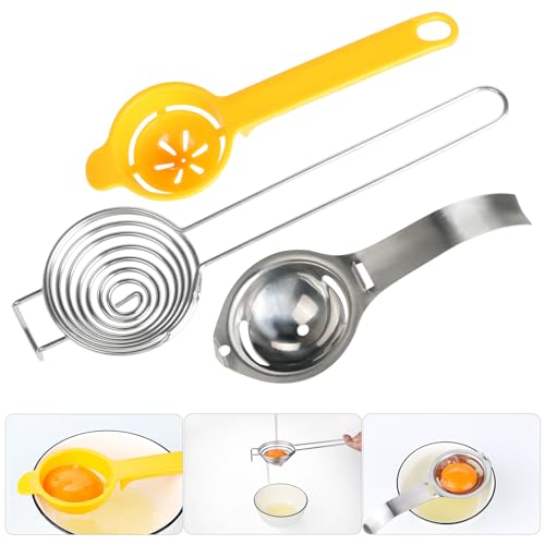 Eiertrenner, Pack of 3 Eigelbtrenner, Eitrenner Edelstahl,Trennung Von Eiweiß Und Eigelb, White Egg Yolk Filter Separator for Separating Protein and Egg Yolk, Easy Storage for Kitchen, Baking Tool