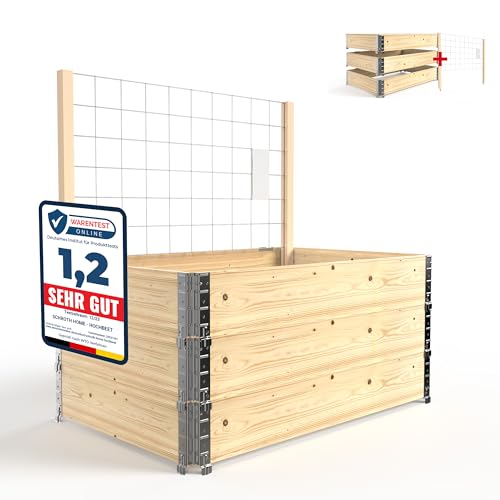 Schroth Home Rankhilfe für Hochbeete 116 x 118 x 2 cm – Rankgitter aus Metall Holz – Kletterpflanzen Rankhilfe – Rankturm Garten (Komplett Set)