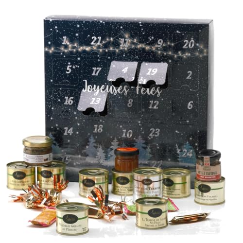 Luxus-Adventskalender 2024 mit Französischen Delikatessen aus dem Périgord. Mit Entenleber, Paté, edler Geflügelterrine. Für alle Gourmets und Liebhaber feiner Küche