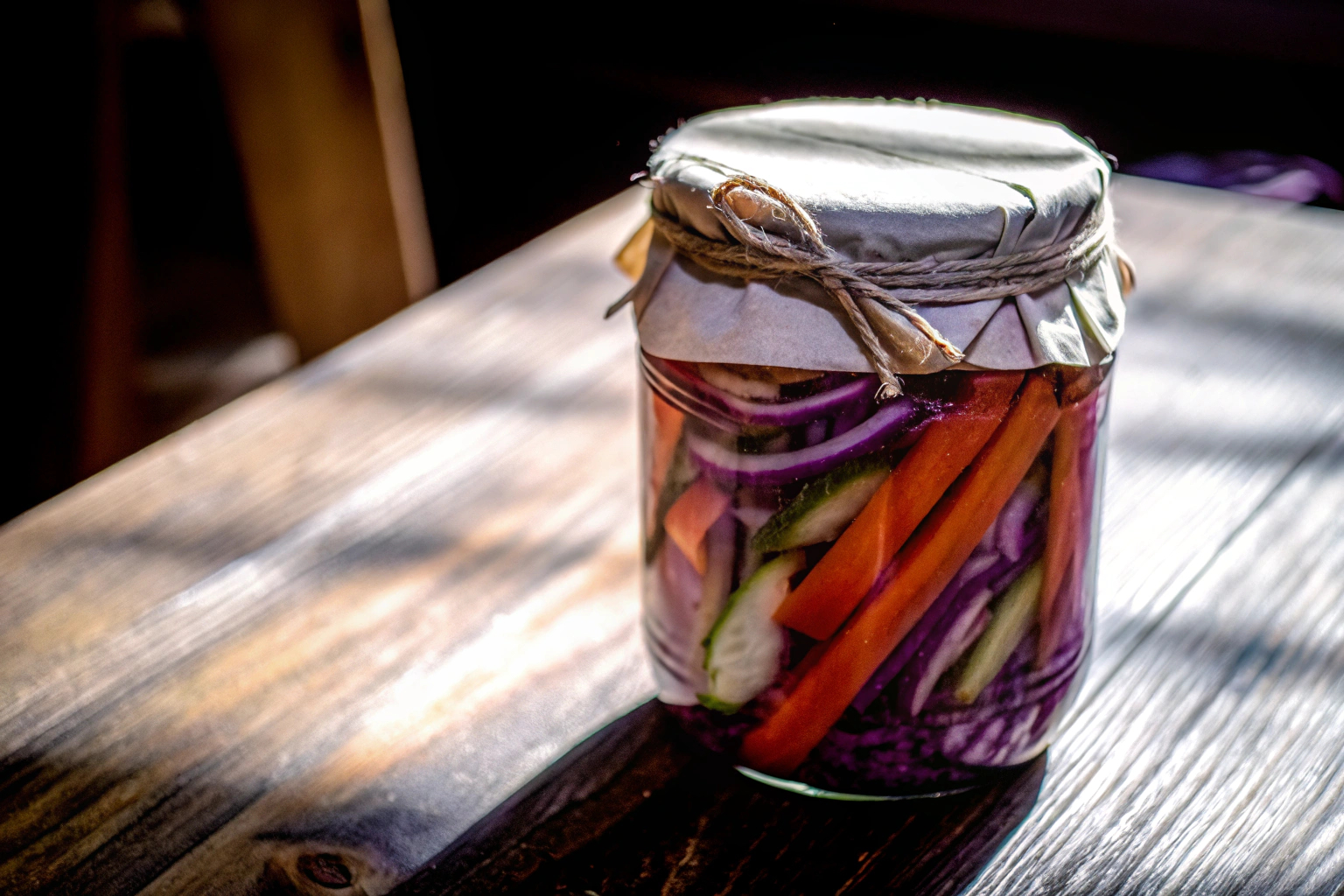 Fermentiertes Gemüse im Glas