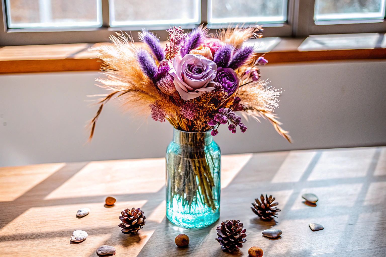 Getrocknete Blumen in Vase