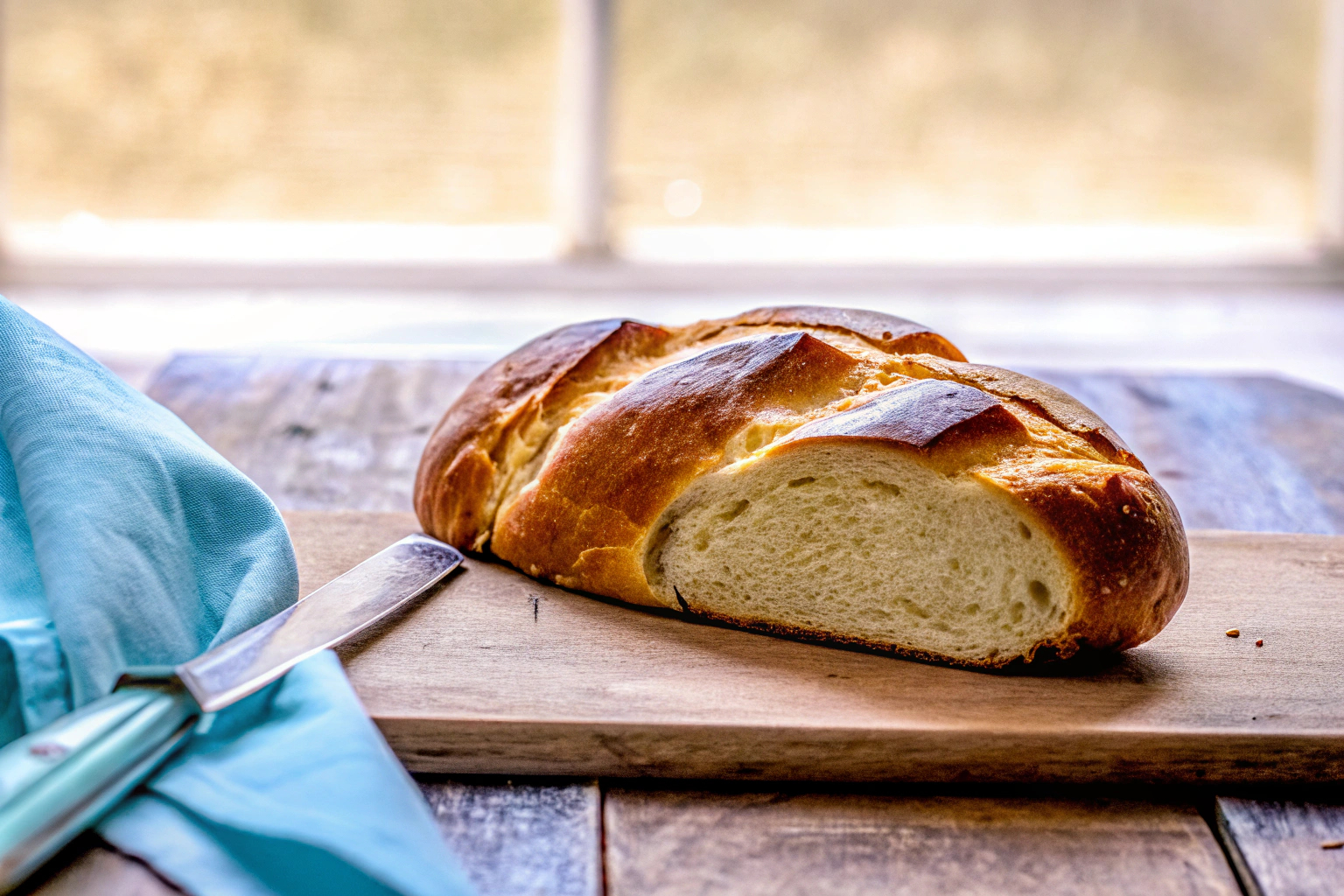 Bäckermesser und eingeschnittenes Brot