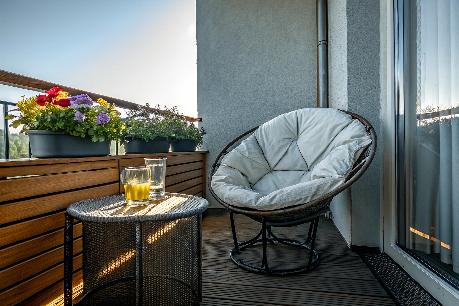 Blühender Balkon im Sommer