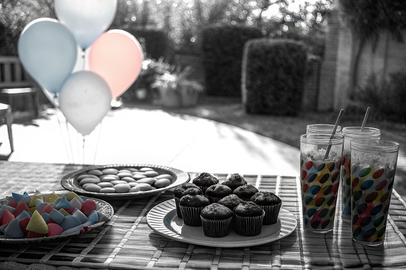 Bunte Snacks und Getränke für den Kindergeburtstag