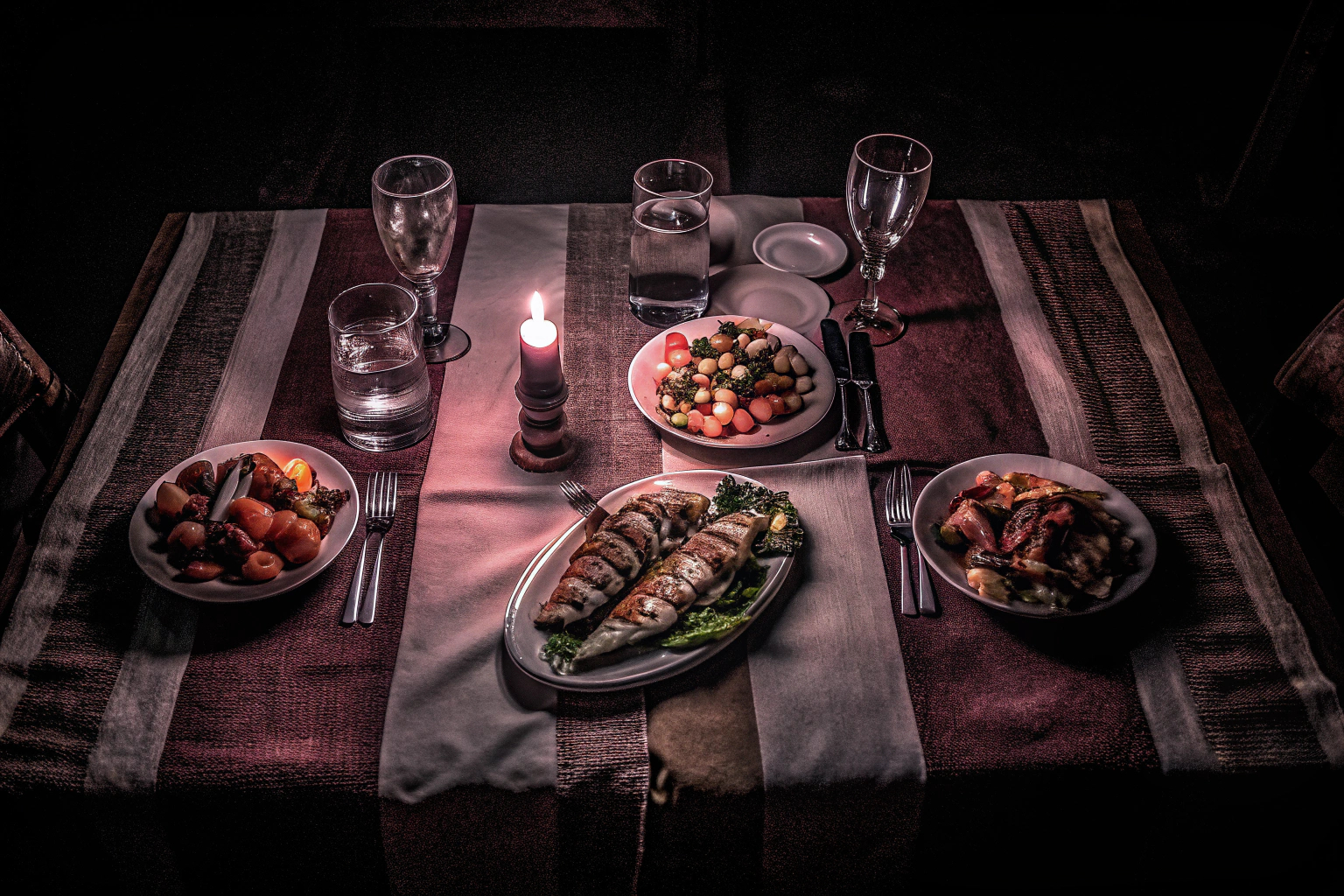 Gedeckter Tisch mit Abendessen