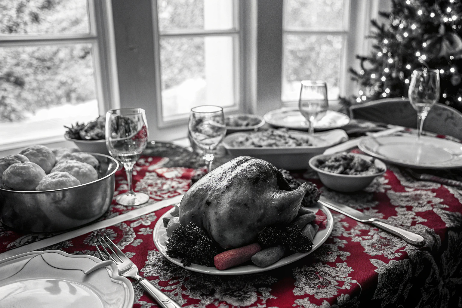 Traditionelle Weihnachtsgerichte auf einem Tisch