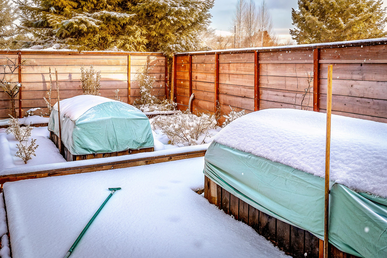 Wintergarten mit Schnee