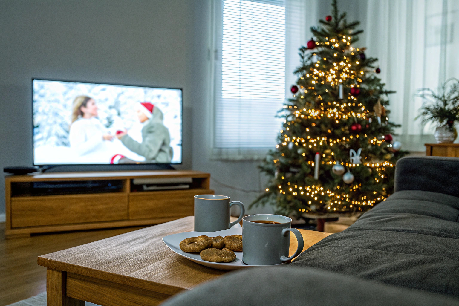 Weihnachtsfilmabend im Wohnzimmer