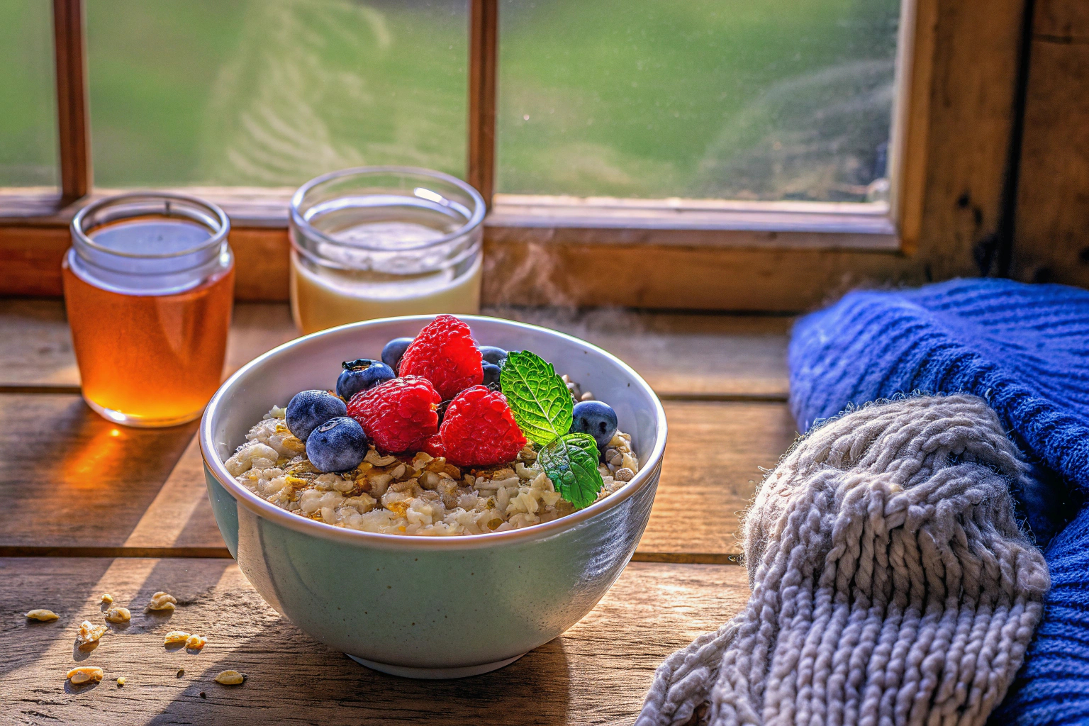 Gesundes Porridge Frühstück