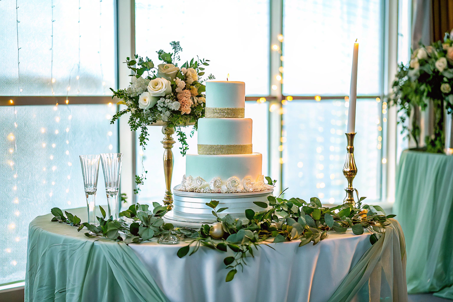 Hochzeitspaar beim Anschneiden der Torte