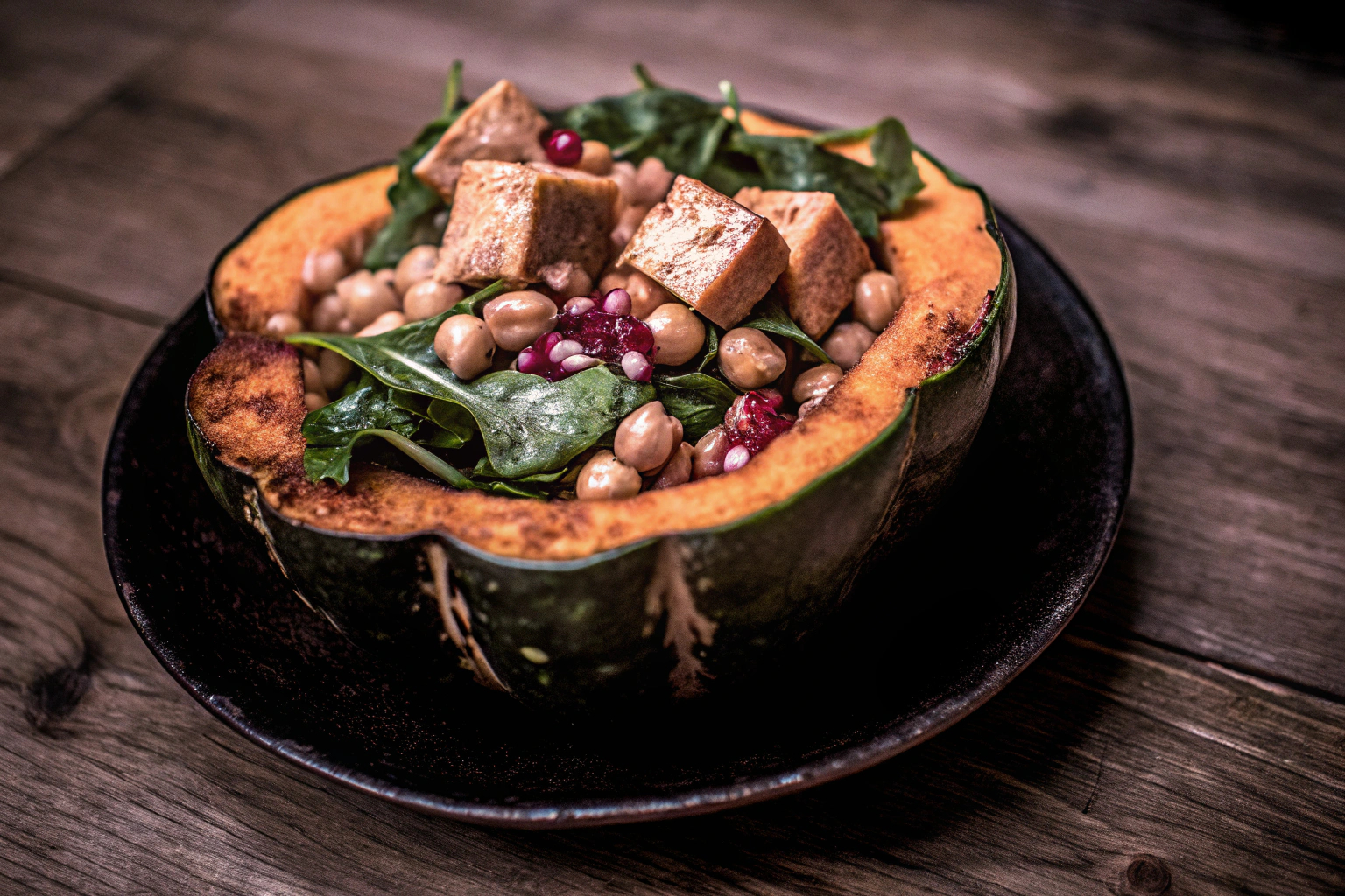 Veganer Herbstsalat mit Kürbis