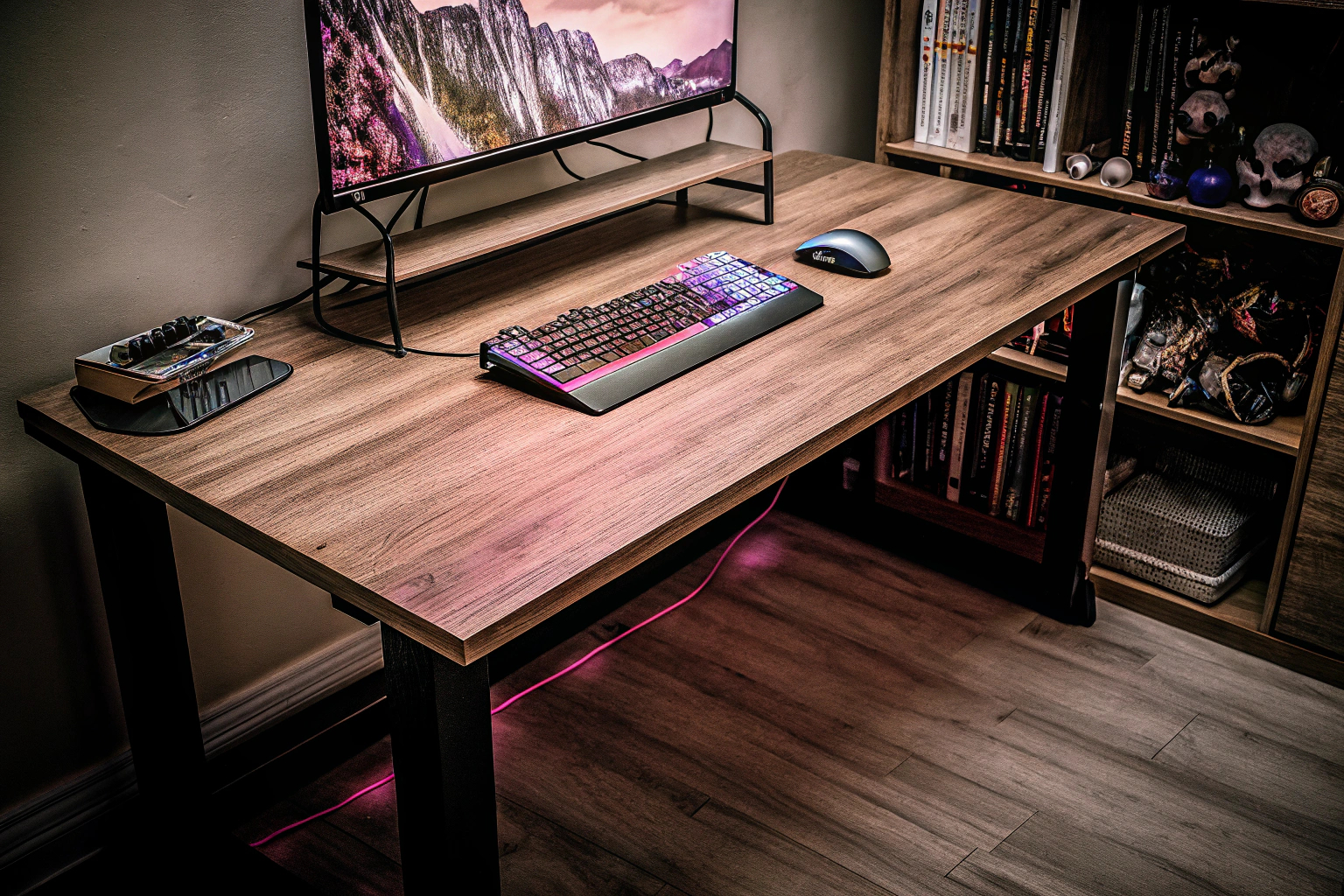 Gaming Tisch mit LED im Arbeitszimmer