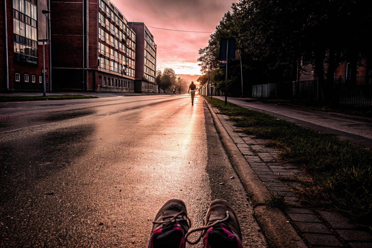 Morgendliches Joggen in der Stadt