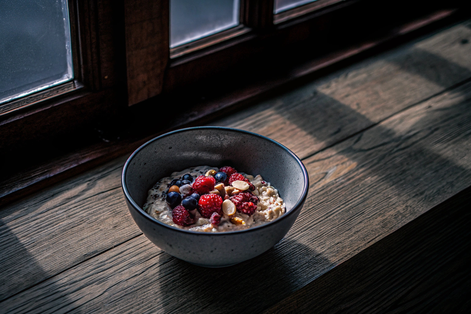 Gesundes Haferflockenfrühstück mit Beeren