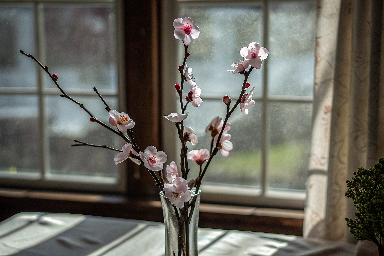 Künstliche Kirschblüten in Vase