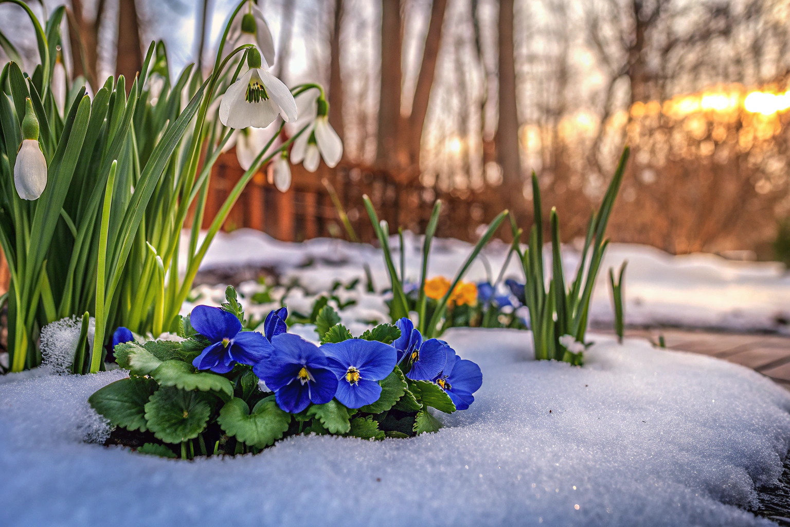 Wintergarten mit blühenden Pflanzen