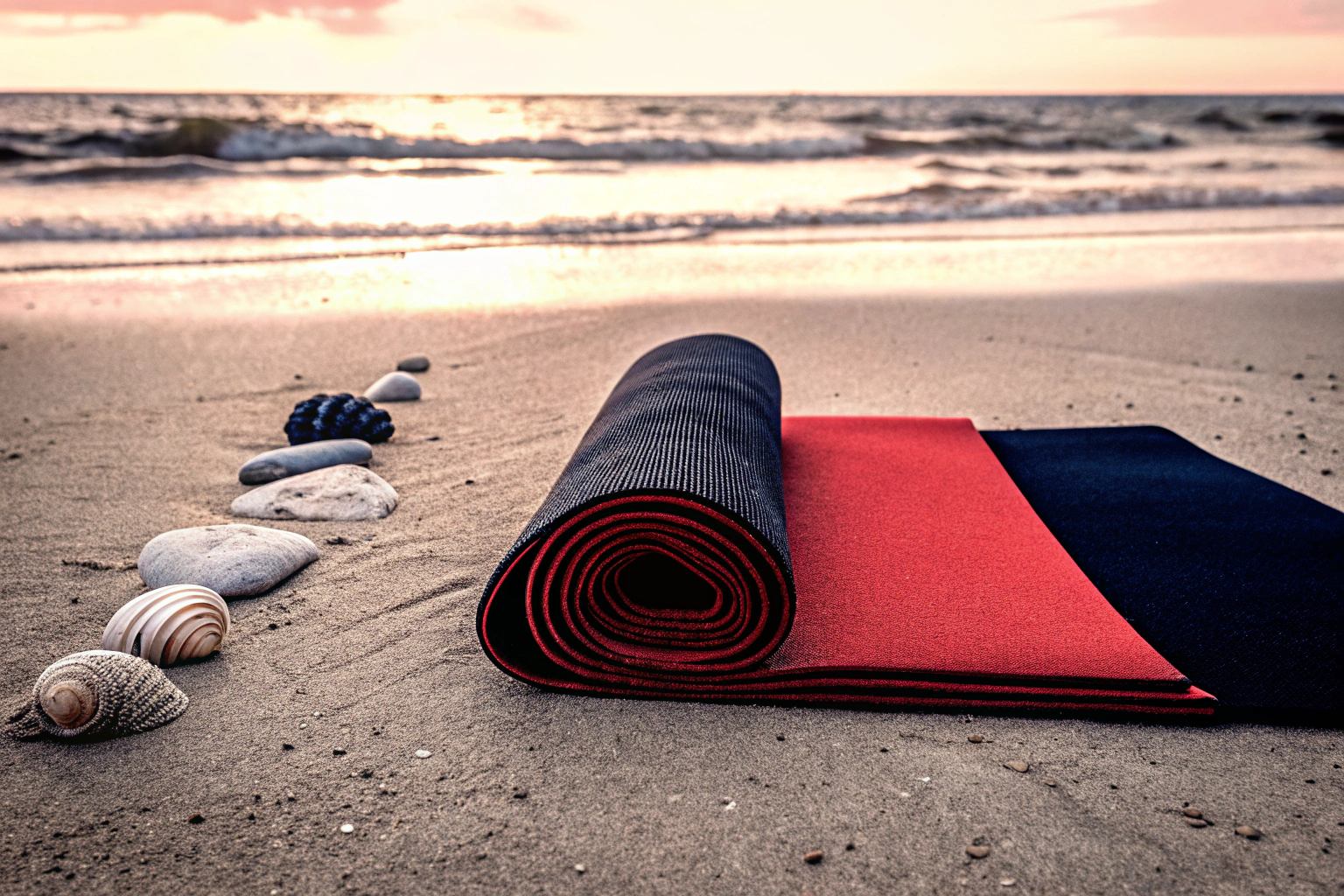 Yogamatte am Strand