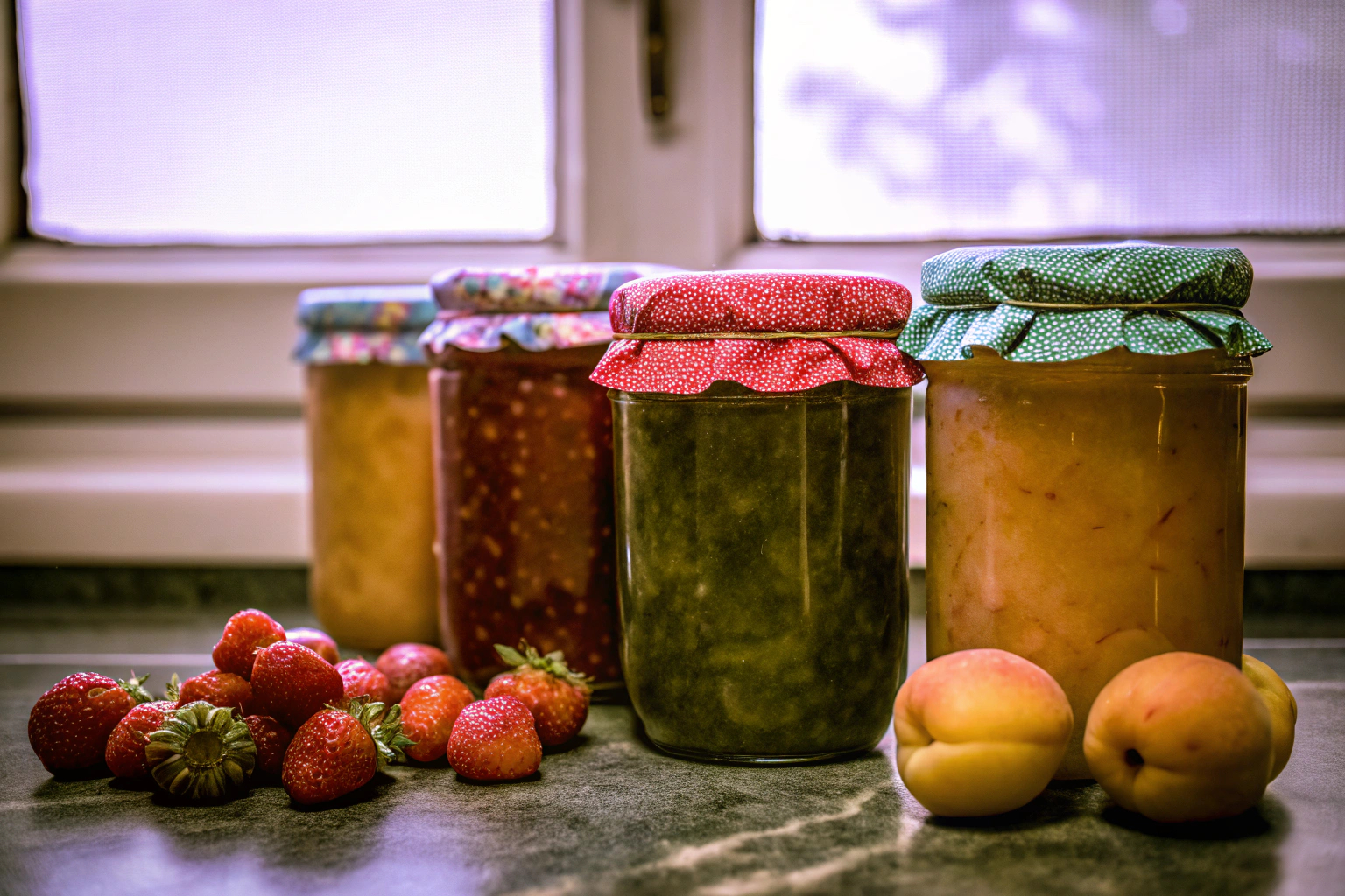 Frische Marmelade in Gläsern