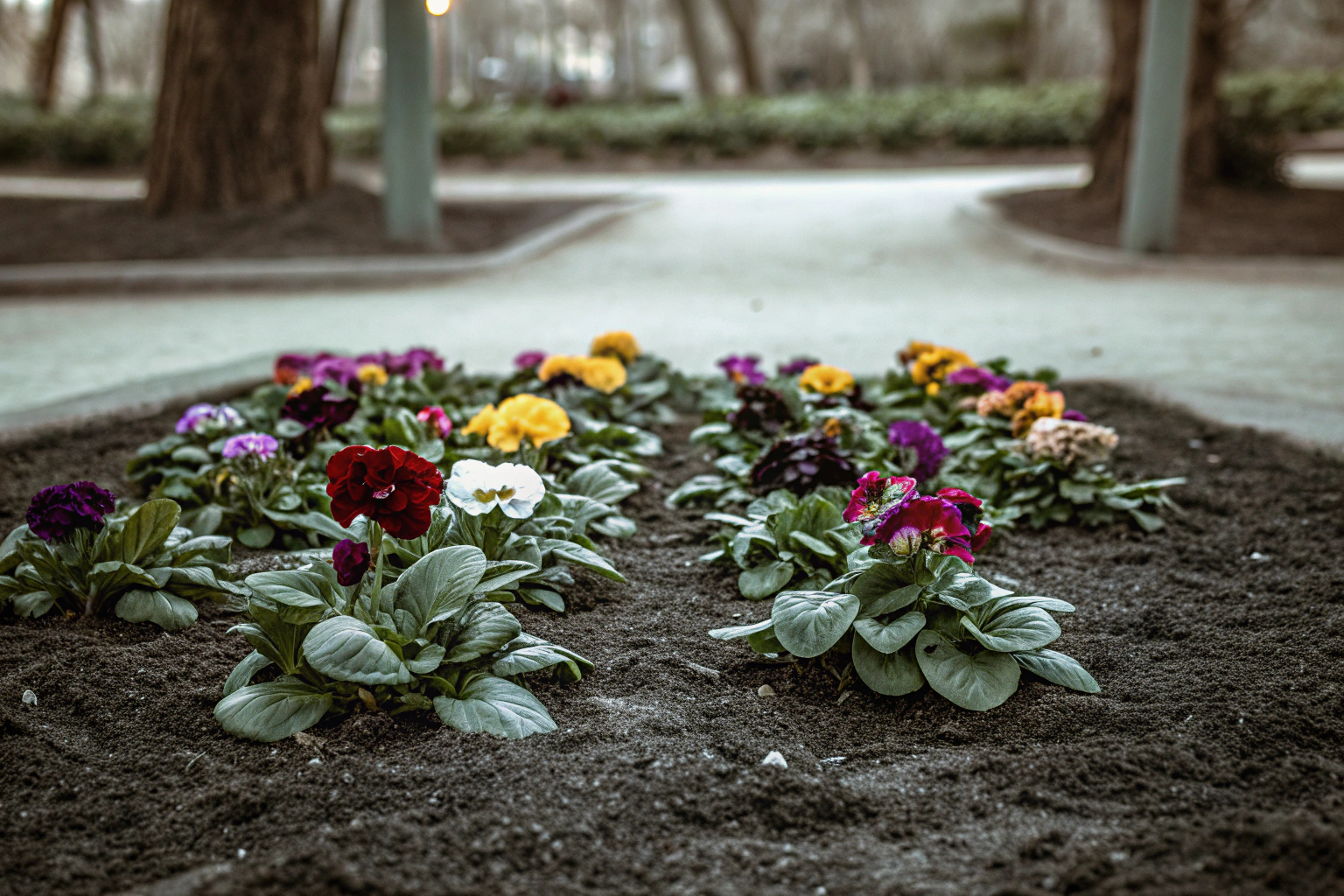 Blumenbeet mit bunten Blumen