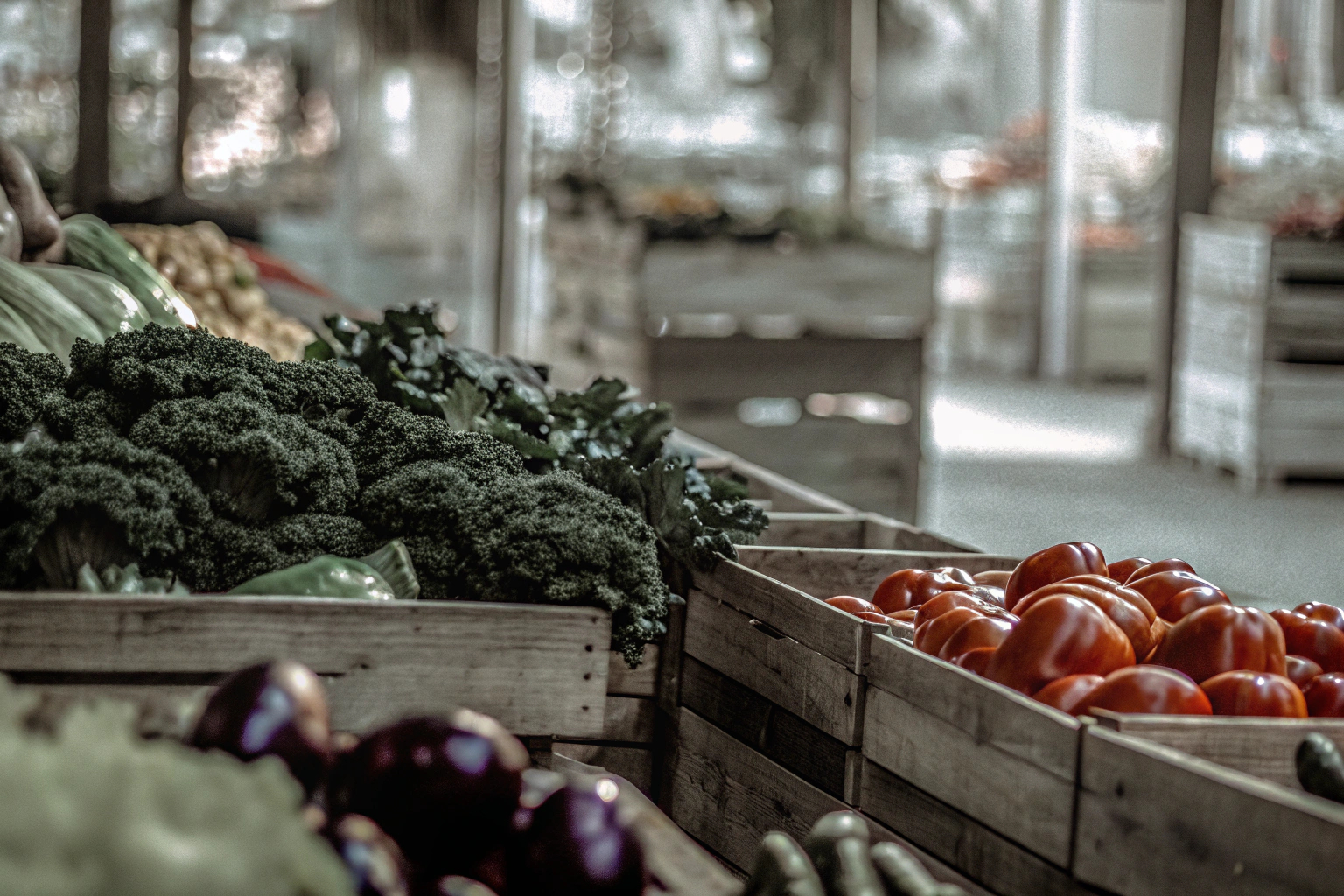 Frisches Bio-Gemüse auf einem Marktstand