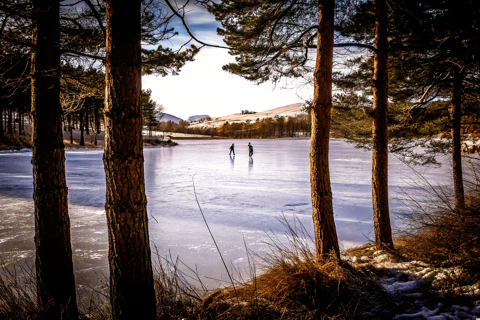 Eislaufen auf einem gefrorenen See