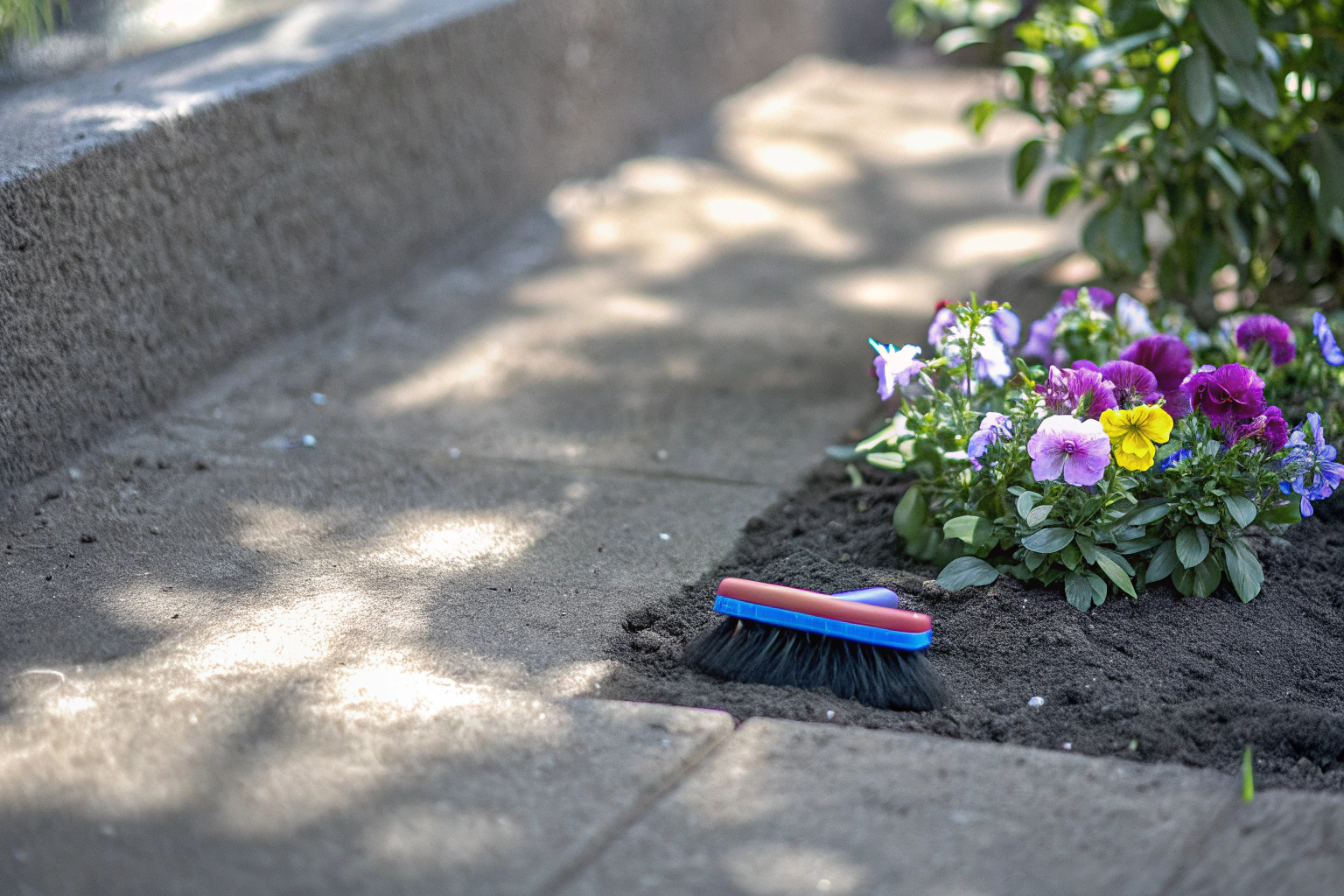 Pflanzenpflege im Blumenbeet