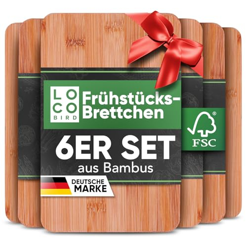 Loco Bird Frühstücksbrettchen Holz 6Set