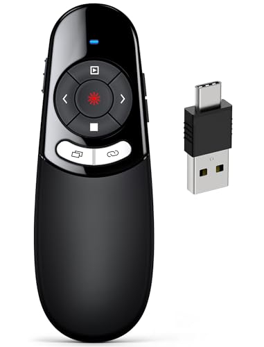 USB C Presenter, Kabellose 2.4 GHz Powerpoint Fernbedienung