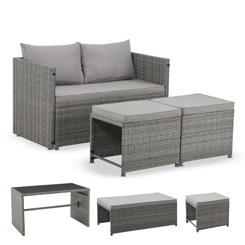 Juskys 2in1 Polyrattan Relax Gartenmöbel Set Jamaika