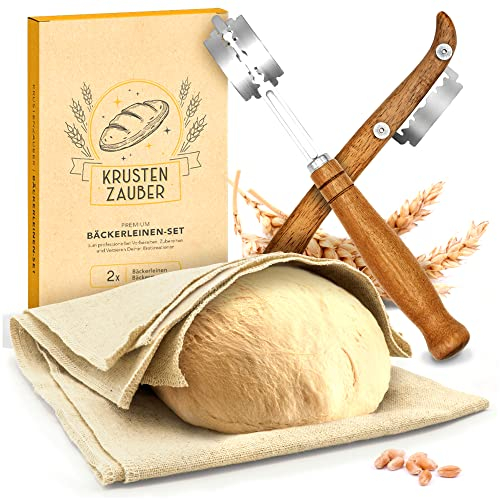 KRUSTENZAUBER Bäckerleinen und Bäckermesser Set