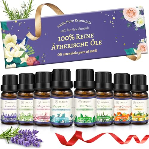 Ätherische Öle Set, 8x10ml Duftöl GeschenkSet