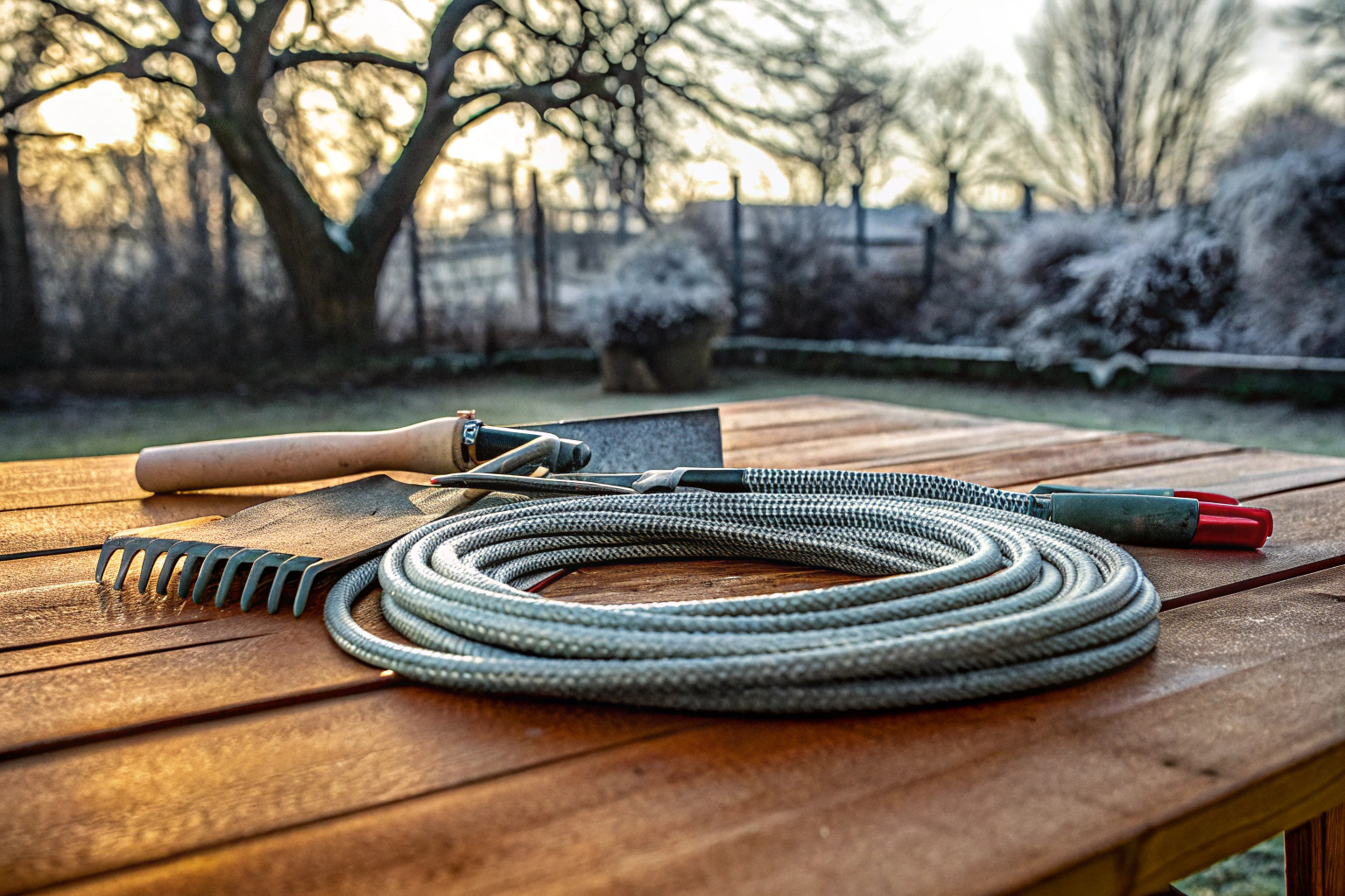 Gartenwerkzeuge im Winter