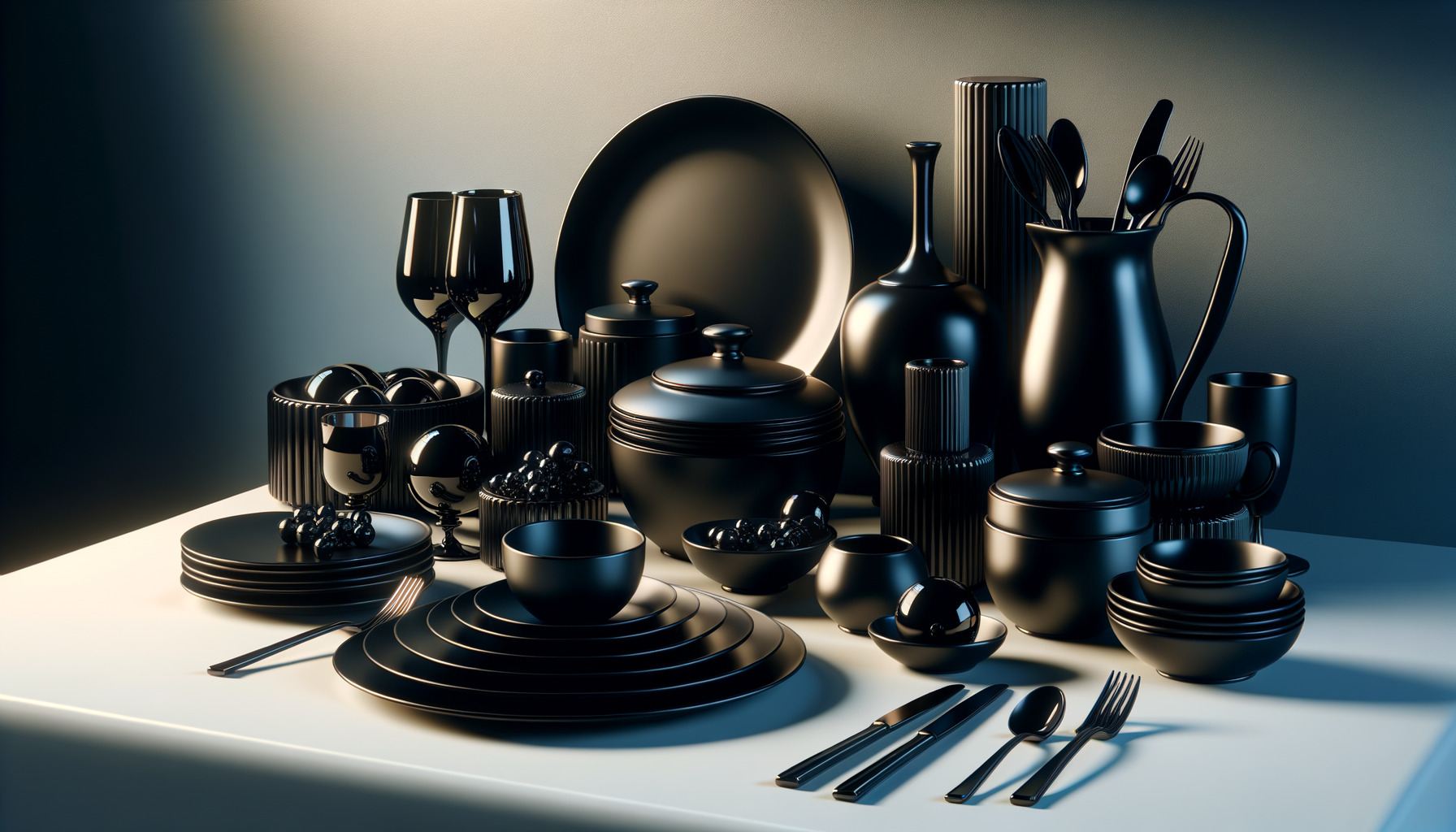 Eleganz pur: Schwarzes stilvolle für Geschirr Tischmomente